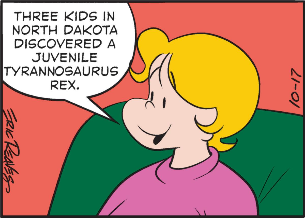 Gesture OCR: THREE KIDS IN NORTH DAKOTA DISCOVERED A JUVENILE TYRANNOSAURUS REX. ERIC REAVES 10-17 THREE KIDS IN NORTH DAKOTA DISCOVERED A JUVENILE TYRANNOSAURUS REX . ERIC REAVES 10-17