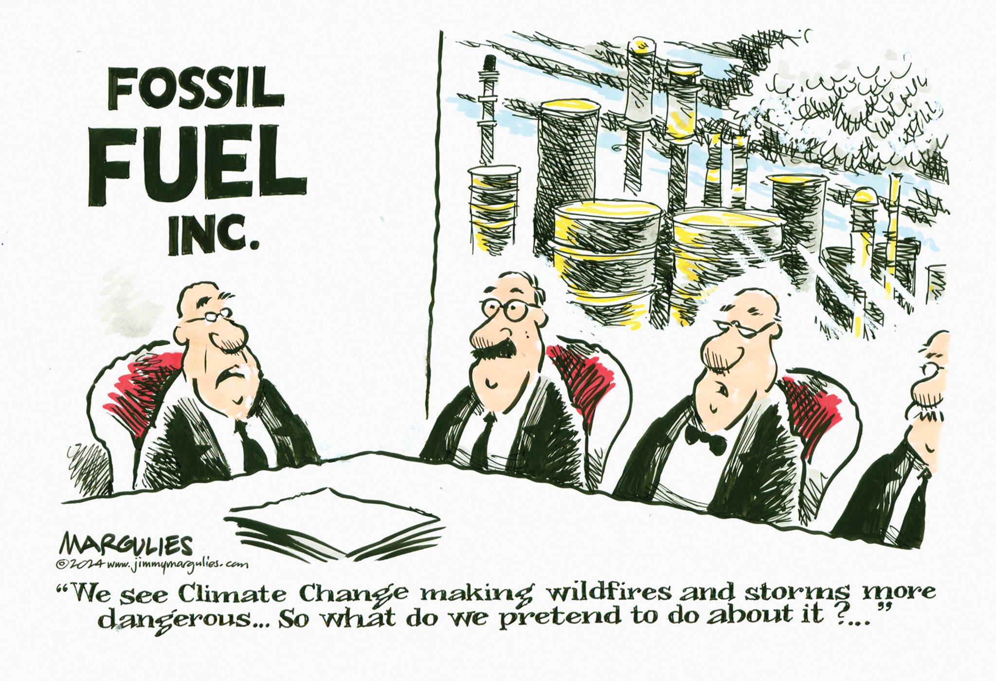 Collaboration OCR: FOSSIL FUEL INC. ?? 1754 th MARGULIES 2024 www. jimmymargulies.com "We see Climate Change making wildfires and storms more dangerous... So what do we pretend to do about it ?..." FOSSIL FUEL INC . ?? 1754 th MARGULIES 2024 www . jimmymargulies.com " We see Climate Change making wildfires and storms more dangerous ... So what do we pretend to do about it ? ... "