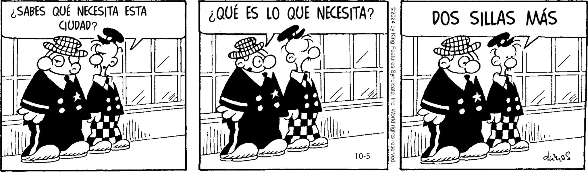 Parallel OCR: ¿SABES QUE NECESITA ESTA CIUDAD? ¿QUÉ ES LO QUE NECESITA? 2024 by King Features Syndicate. Inc. World rights reserved. 10-5 DOS SILLAS MÁS dunas ¿ SABES QUE NECESITA ESTA CIUDAD ? ¿ QUÉ ES LO QUE NECESITA ? 2024 by King Features Syndicate . Inc. World rights reserved . 10-5 DOS SILLAS MÁS dunas