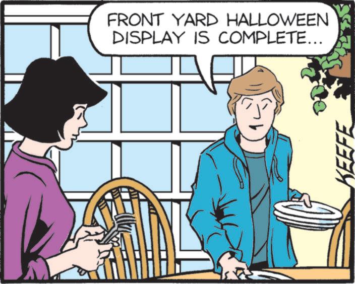 Font OCR: FRONT YARD HALLOWEEN DISPLAY IS COMPLETE... ? KEEFE FRONT YARD HALLOWEEN DISPLAY IS COMPLETE ... ? KEEFE