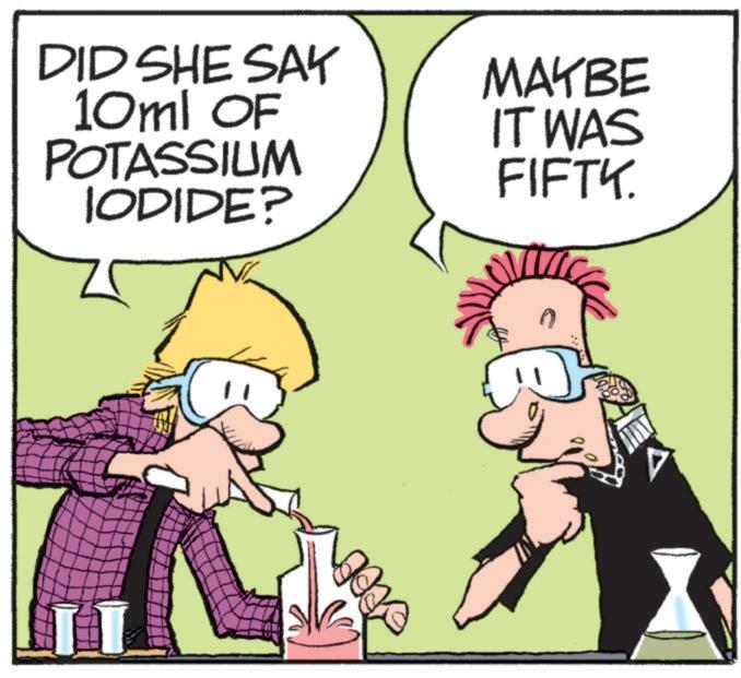 Rectangle OCR: DID SHE SAY 10ml OF POTASSIUM IODIDE? MAYBE IT WAS FIFTY. DID SHE SAY 10ml OF POTASSIUM IODIDE ? MAYBE IT WAS FIFTY .