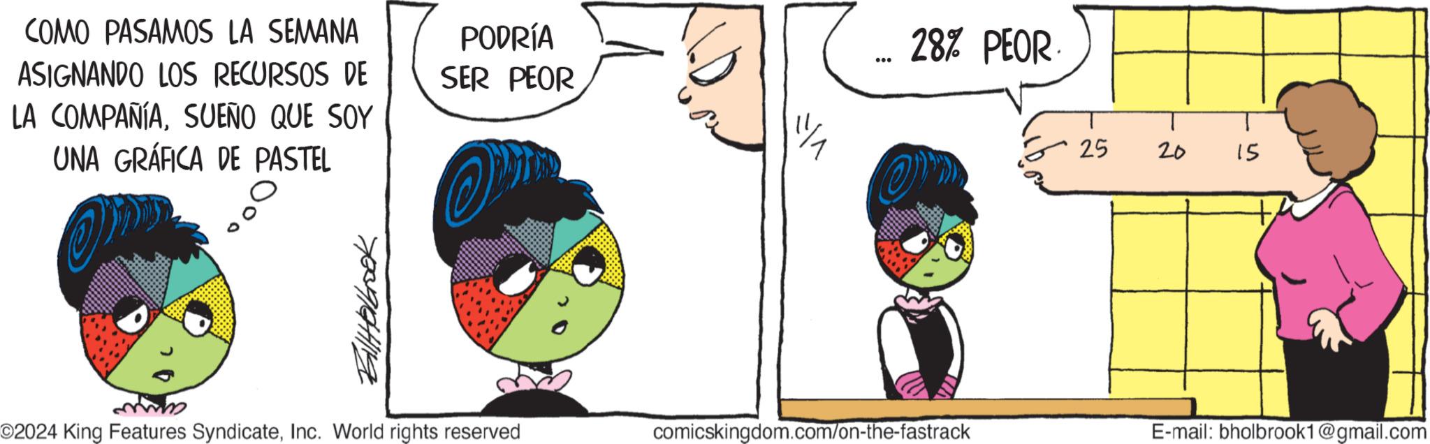 Mammal OCR: COMO PASAMOS LA SEMANA ASIGNANDO LOS RECURSOS DE LA COMPAÑÍASUEÑO QUE SOY UNA GRÁFICA DE PASTEL PODRÍA SER PEOR ? 28% PEOR 25 20 15 S ©2024 King Features SyndicateInc. World rights reserved comicskingdom.com/on-the-fastrack E-mail: bholbrook1@gmail.com COMO PASAMOS LA SEMANA ASIGNANDO LOS RECURSOS DE LA COMPAÑÍASUEÑO QUE SOY UNA GRÁFICA DE PASTEL PODRÍA SER PEOR ? 28 % PEOR 25 20 15 S © 2024 King Features SyndicateInc. World rights reserved comicskingdom.com/on-the-fastrack E - mail : bholbrook1@gmail.com