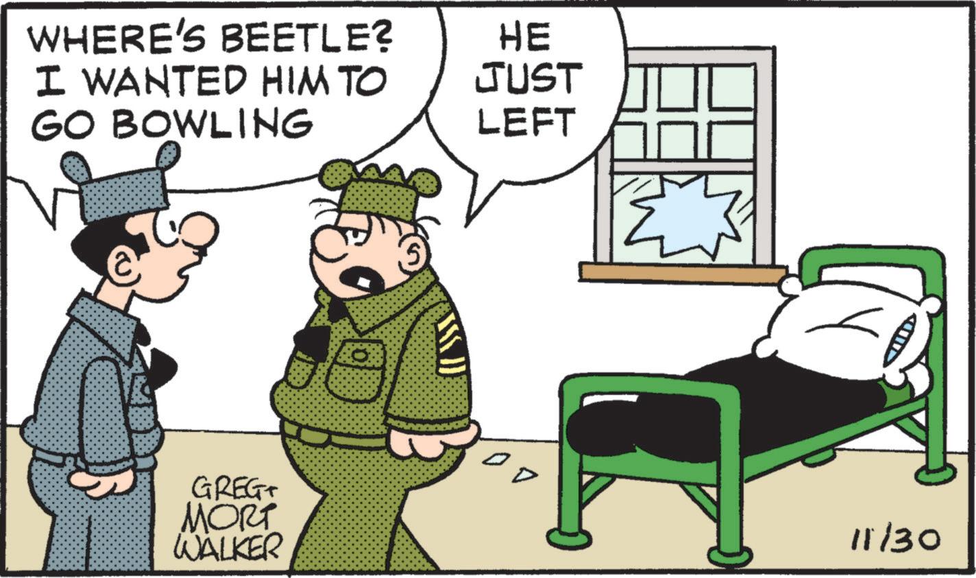 Window OCR: WHERE'S BEETLE? I WANTED HIM TO GO BOWLING GREET MORT WALKER a HE JUST LEFT 11/30 WHERE'S BEETLE ? I WANTED HIM TO GO BOWLING GREET MORT WALKER a HE JUST LEFT 11/30