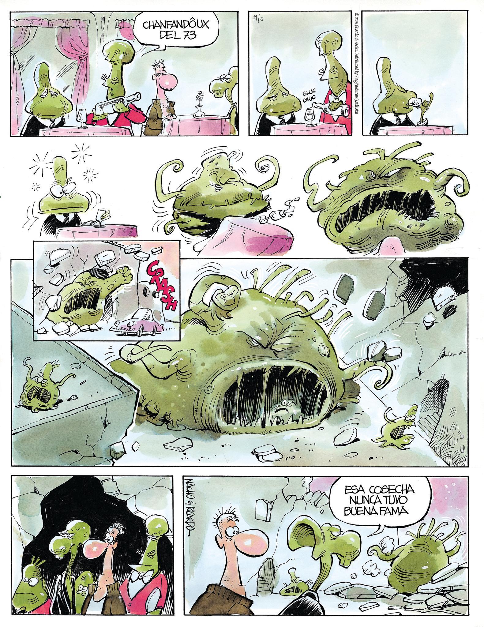 Pattern OCR: CHANFANDOUX DEL 73 11/6 GLUC GLUC NACHO & RICARDO 2024 Ricardo & Nacho. Distributed by King Features Syndicate 44 ESA COSECHA NUNCA TUVO BUENA FAMA CHANFANDOUX DEL 73 11/6 GLUC GLUC NACHO & RICARDO 2024 Ricardo & Nacho . Distributed by King Features Syndicate 44 ESA COSECHA NUNCA TUVO BUENA FAMA