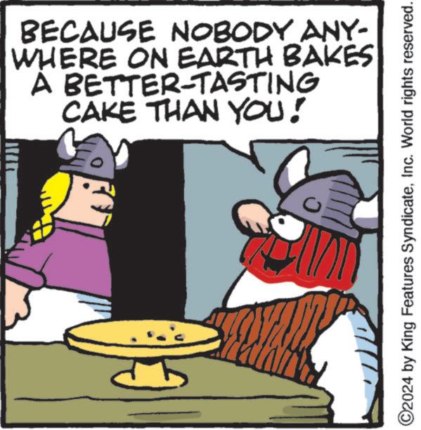 Sharing OCR: ??? BECAUSE NOBODY ANY- WHERE ON EARTH BAKES A BETTER-TASTING CAKE THAN YOU! ©2024 by King Features SyndicateInc. World rights reserved. ??? BECAUSE NOBODY ANY- WHERE ON EARTH BAKES A BETTER - TASTING CAKE THAN YOU ! © 2024 by King Features SyndicateInc. World rights reserved .