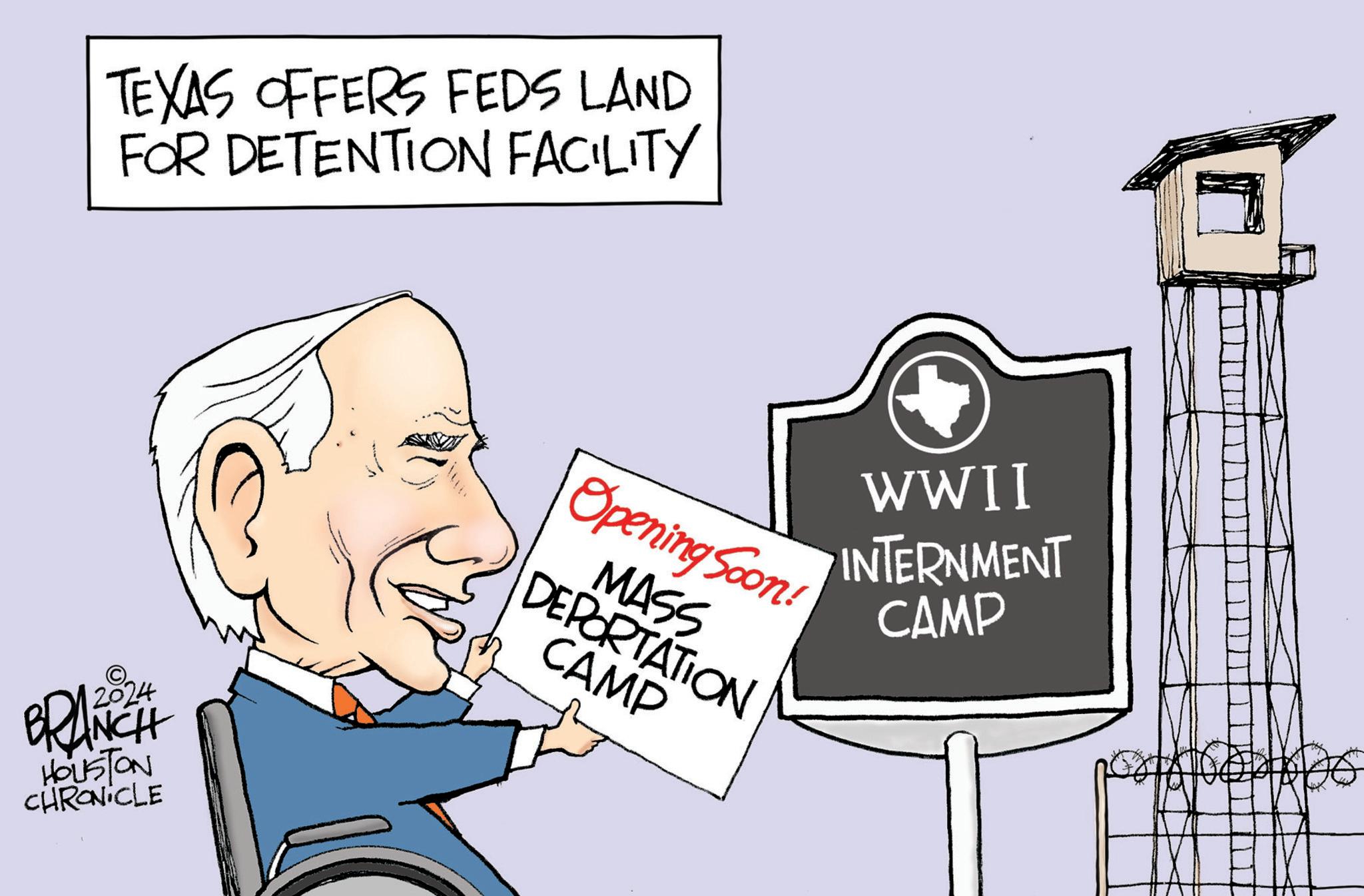 Conversation OCR: TEXAS OFFERS FEDS LAND FOR DETENTION FACILITY 2024 BRANCH HOUSTON CHRONICLE WWII DEPORTATION CAMP Opening Soon! MASS INTERNMENT CAMP TEXAS OFFERS FEDS LAND FOR DETENTION FACILITY 2024 BRANCH HOUSTON CHRONICLE WWII DEPORTATION CAMP Opening Soon ! MASS INTERNMENT CAMP
