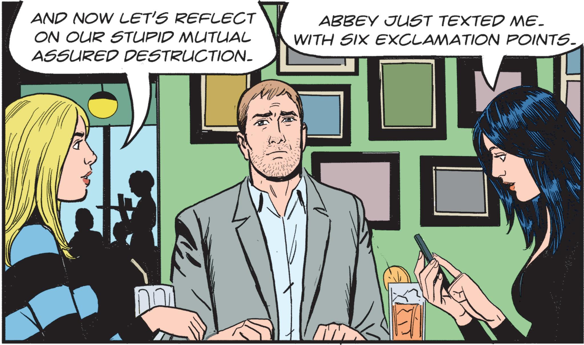 Blazer OCR: AND NOW LET'S REFLECT ON OUR STUPID MUTUAL ASSURED DESTRUCTION_ ABBEY JUST TEXTED ME_ WITH SIX EXCLAMATION POINTS. AND NOW LET'S REFLECT ON OUR STUPID MUTUAL ASSURED DESTRUCTION_ ABBEY JUST TEXTED ME_ WITH SIX EXCLAMATION POINTS .