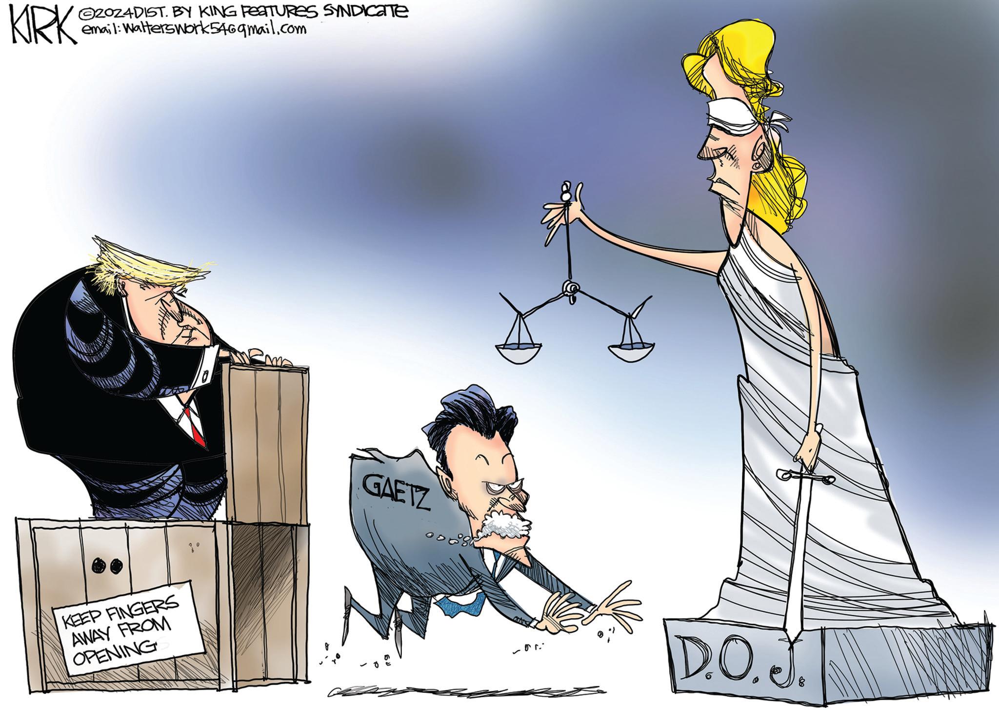Conversation OCR: KRK 2024DIST. BY KING FEATURES SYNDICATE email: Walterswork546gmail.com KEEP FINGERS AWAY FROM OPENING GAETZ ID.O.J. KRK 2024DIST . BY KING FEATURES SYNDICATE email : Walterswork546gmail.com KEEP FINGERS AWAY FROM OPENING GAETZ ID.O.J.