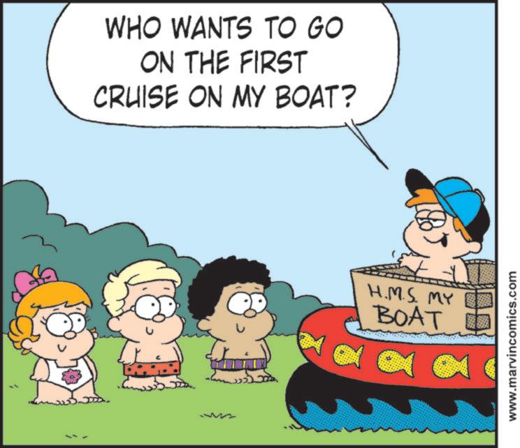 Rectangle OCR: WHO WANTS TO GO ON THE FIRST CRUISE ON MY BOAT? H.M.S. MY BOAT www.marvincomics.com WHO WANTS TO GO ON THE FIRST CRUISE ON MY BOAT ? H.M.S. MY BOAT www.marvincomics.com