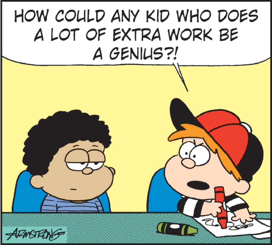 Interaction OCR: HOW COULD ANY KID WHO DOES A LOT OF EXTRA WORK BE A GENIUS?! ARMSTRONG HOW COULD ANY KID WHO DOES A LOT OF EXTRA WORK BE A GENIUS ?! ARMSTRONG