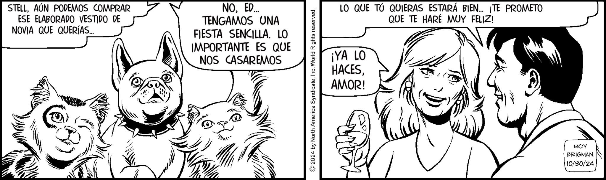 Organism OCR: STELLAÚN PODEMOS COMPRAR ESE ELABORADO VESTIDO DE NOVIA QUE QUERÍAS... NOED... TENGAMOS UNA FIESTA SENCILLA. LO IMPORTANTE ES QUE NOS CASAREMOS 2024 by North America SyndicateInc. World Rights reserved. LO QUE TÚ QUIERAS ESTARÁ BIEN... ¡TE PROMETO QUE TE HARÉ MUY FELIZ! ¡YA LO HACESAMOR! MOY BRIGMAN 10/30/24 STELLAÚN PODEMOS COMPRAR ESE ELABORADO VESTIDO DE NOVIA QUE QUERÍAS ... NOED ... TENGAMOS UNA FIESTA SENCILLA . LO IMPORTANTE ES QUE NOS CASAREMOS 2024 by North America SyndicateInc. World Rights reserved . LO QUE TÚ QUIERAS ESTARÁ BIEN ... ¡ TE PROMETO QUE TE HARÉ MUY FELIZ ! ¡ YA LO HACESAMOR ! MOY BRIGMAN 10/30/24