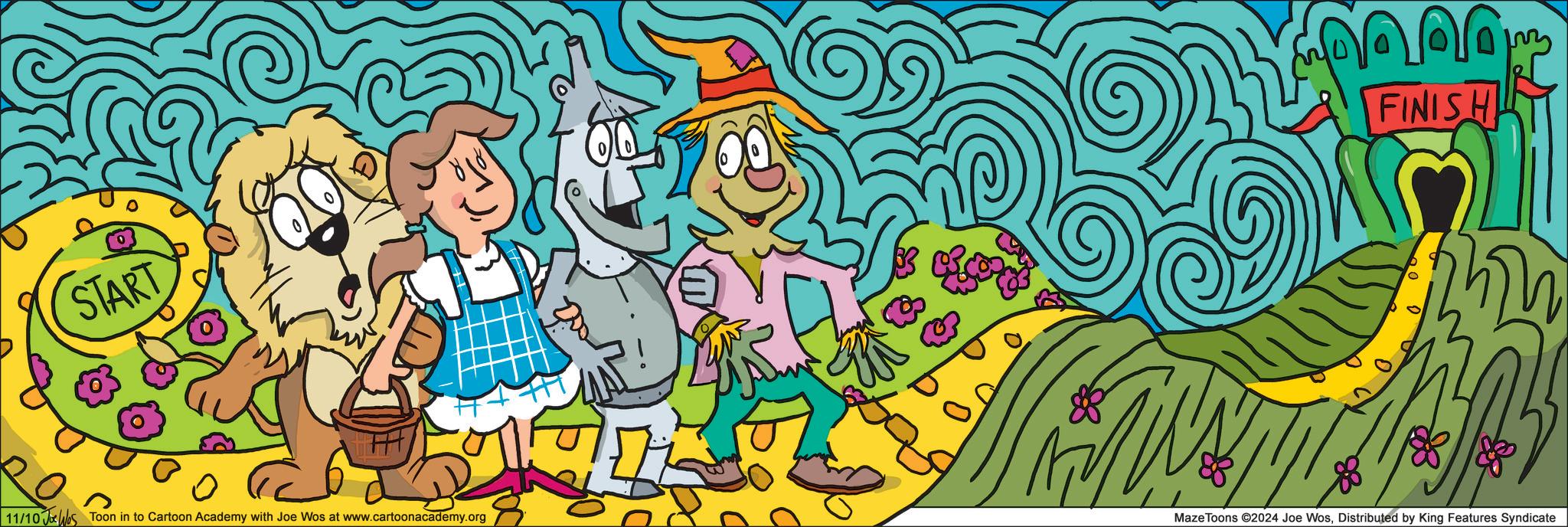 Rectangle OCR: START 5 11/10 Ja los Toon in to Cartoon Academy with Joe Wos at www.cartoonacademy.org FINISH ? Maze Toons ©2024 Joe WosDistributed by King Features Syndicate START 5 11/10 Ja los Toon in to Cartoon Academy with Joe Wos at www.cartoonacademy.org FINISH ? Maze Toons © 2024 Joe WosDistributed by King Features Syndicate