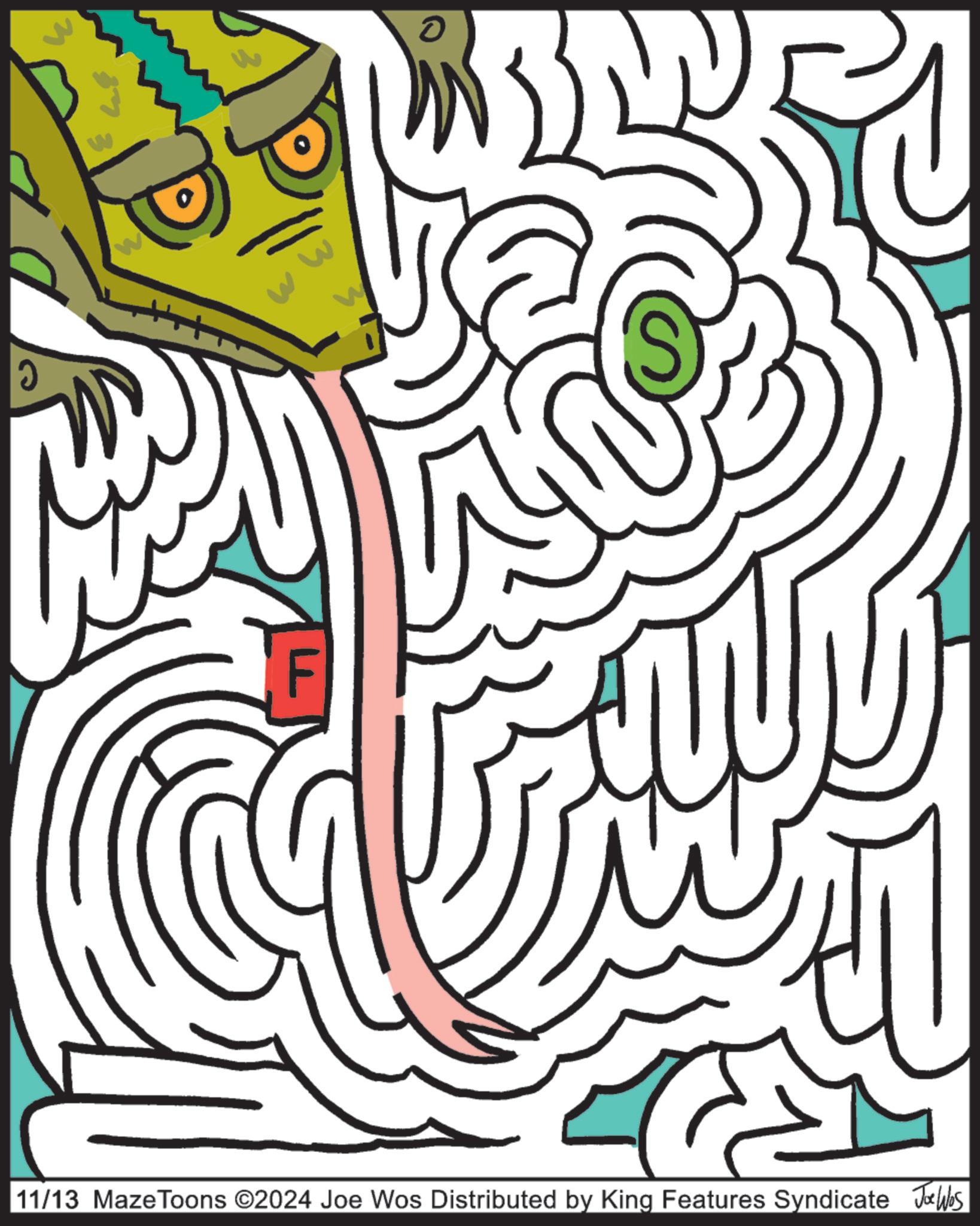 Visual arts OCR: ? F ? 11/13 MazeToons ©2024 Joe Wos Distributed by King Features Syndicate Joe Was ? F ? 11/13 MazeToons © 2024 Joe Wos Distributed by King Features Syndicate Joe Was