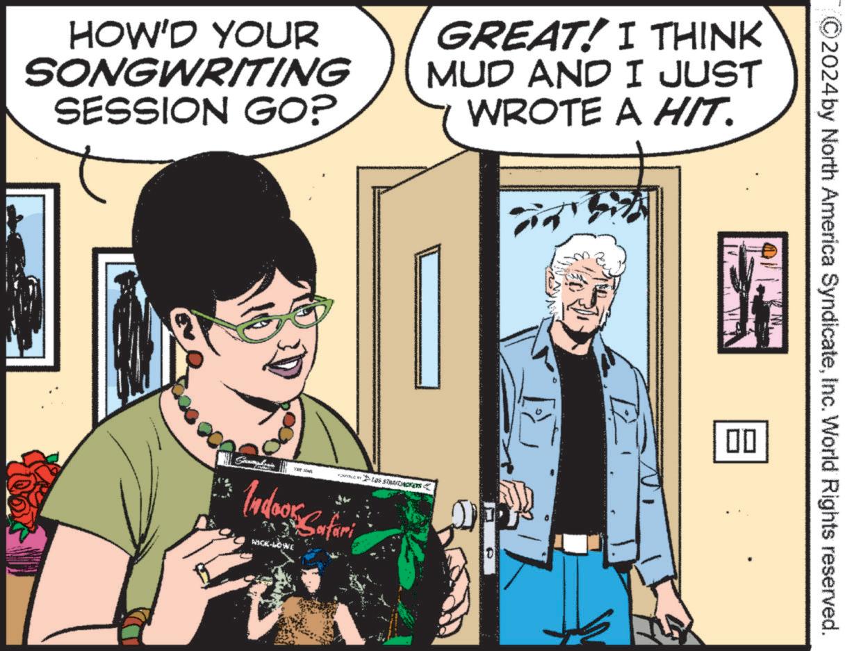 Comics OCR: HOW'D YOUR SONGWRITING SESSION GO? GREAT! I THINK MUD AND I JUST WROTE A HIT. LOS STRADACKETS Indoor Suturi WICK-LOWE D 2024 by North America SyndicateInc. World Rights reserved. 00 HOW'D YOUR SONGWRITING SESSION GO ? GREAT ! I THINK MUD AND I JUST WROTE A HIT . LOS STRADACKETS Indoor Suturi WICK - LOWE D 2024 by North America SyndicateInc. World Rights reserved . 00