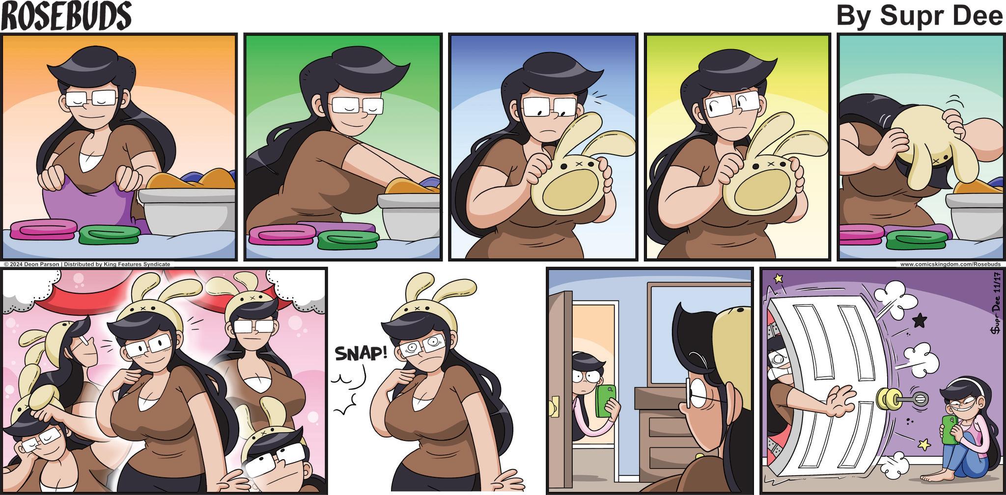 Sleeve OCR: ROSEBUDS ©2024 Deon Parson | Distributed by King Features Syndicate SNAP! By Supr Dee www.comicskingdom.com/Rosebuds Supr Dee 11/17 ROSEBUDS © 2024 Deon Parson | Distributed by King Features Syndicate SNAP ! By Supr Dee www.comicskingdom.com/Rosebuds Supr Dee 11/17