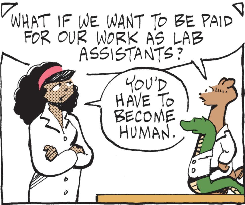 Handwriting OCR: WHAT IF WE WANT TO BE PAID FOR OUR WORK AS LAB ASSISTANTS? YOU'D HAVE TO BECOME HUMAN. WHAT IF WE WANT TO BE PAID FOR OUR WORK AS LAB ASSISTANTS ? YOU'D HAVE TO BECOME HUMAN .