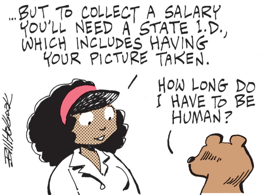 Gesture OCR: Bill Hobook ... BUT TO COLLECT A SALARY YOU'LL NEED A STATE 1.D.WHICH INCLUDES HAVING YOUR PICTURE TAKEN. HOW LONG DO I HAVE TO BE HUMAN? Bill Hobook ... BUT TO COLLECT A SALARY YOU'LL NEED A STATE 1.D.WHICH INCLUDES HAVING YOUR PICTURE TAKEN . HOW LONG DO I HAVE TO BE HUMAN ?