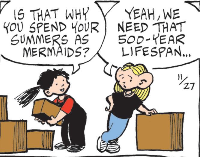 Art OCR: IS THAT WHY YOU SPEND YOUR SUMMERS AS MERMAIDS? YEAHWE NEED THAT 500-YEAR LIFESPAN... 1/27 IS THAT WHY YOU SPEND YOUR SUMMERS AS MERMAIDS ? YEAHWE NEED THAT 500 - YEAR LIFESPAN ... 1/27