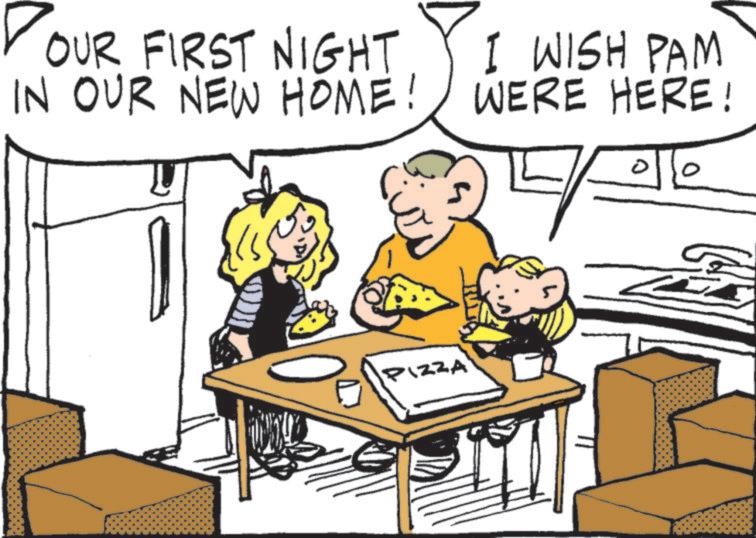 Font OCR: DOUR FIRST NIGHT I WISH PAM IN OUR NEW HOME! WERE HERE! PIZZA 0 DOUR FIRST NIGHT I WISH PAM IN OUR NEW HOME ! WERE HERE ! PIZZA 0