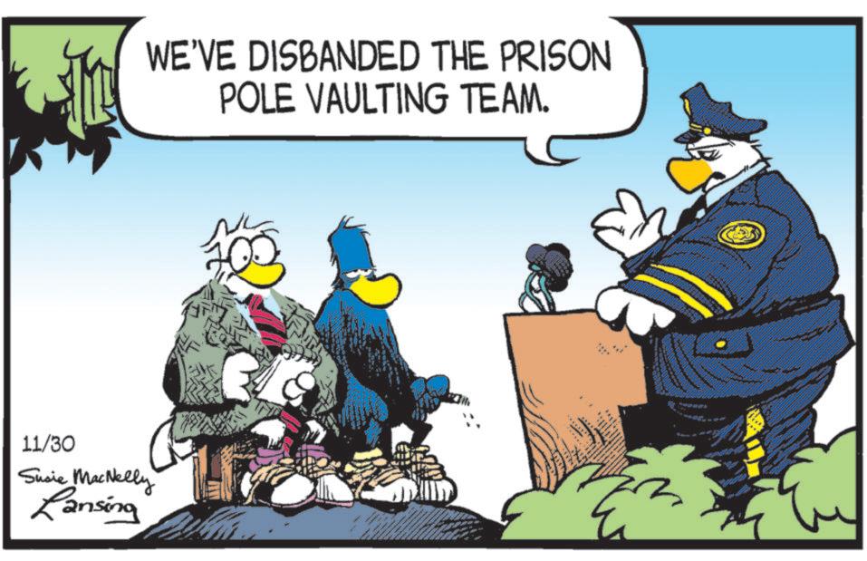 Font OCR: 11/30 Susie MacNelly Ransing WE'VE DISBANDED THE PRISON POLE VAULTING TEAM. ?? 11/30 Susie MacNelly Ransing WE'VE DISBANDED THE PRISON POLE VAULTING TEAM . ??