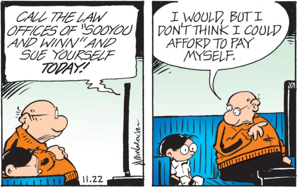 People OCR: CALL THE LAW OFFICES OF "SOOYOU AND WINN" AND SUE YOURSELF TODAY!! E I WOULDBUT I DON'T THINK I COULD AFFORD TO PAY MYSELF. 11.22 ??????? CALL THE LAW OFFICES OF " SOOYOU AND WINN " AND SUE YOURSELF TODAY !! E I WOULDBUT I DON'T THINK I COULD AFFORD TO PAY MYSELF . 11.22 ???????