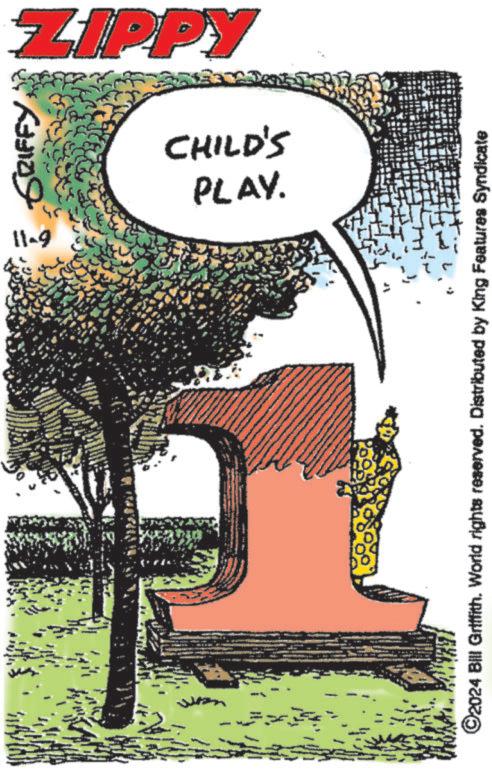 Drawing OCR: 6-11 ZIPPY GRIFFYPLAY. CHILD'S 7 ©2024 Bill Griffith. World rights reserved. Distributed by King Features Syndicate 6-11 ZIPPY GRIFFYPLAY . CHILD'S 7 © 2024 Bill Griffith . World rights reserved . Distributed by King Features Syndicate