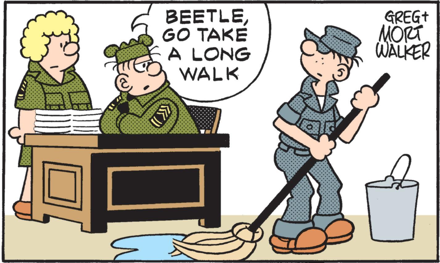 Animated cartoon OCR: (( >>>> BEETLEGO TAKE A LONG GREG+ MORT WALKER WALK ( ( >>>> BEETLEGO TAKE A LONG GREG + MORT WALKER WALK