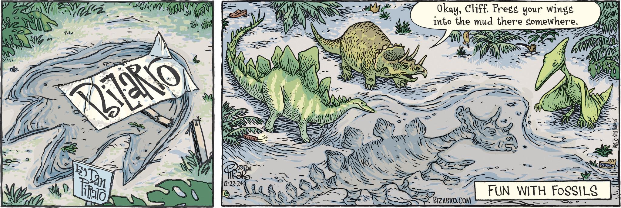 Wildlife OCR: W noo BARO 12-22-24 OkayCliff. Press your wings into the mud there somewhere. FUN WITH FOSSILS BIZARRO.COM W noo BARO 12-22-24 OkayCliff . Press your wings into the mud there somewhere . FUN WITH FOSSILS BIZARRO.COM