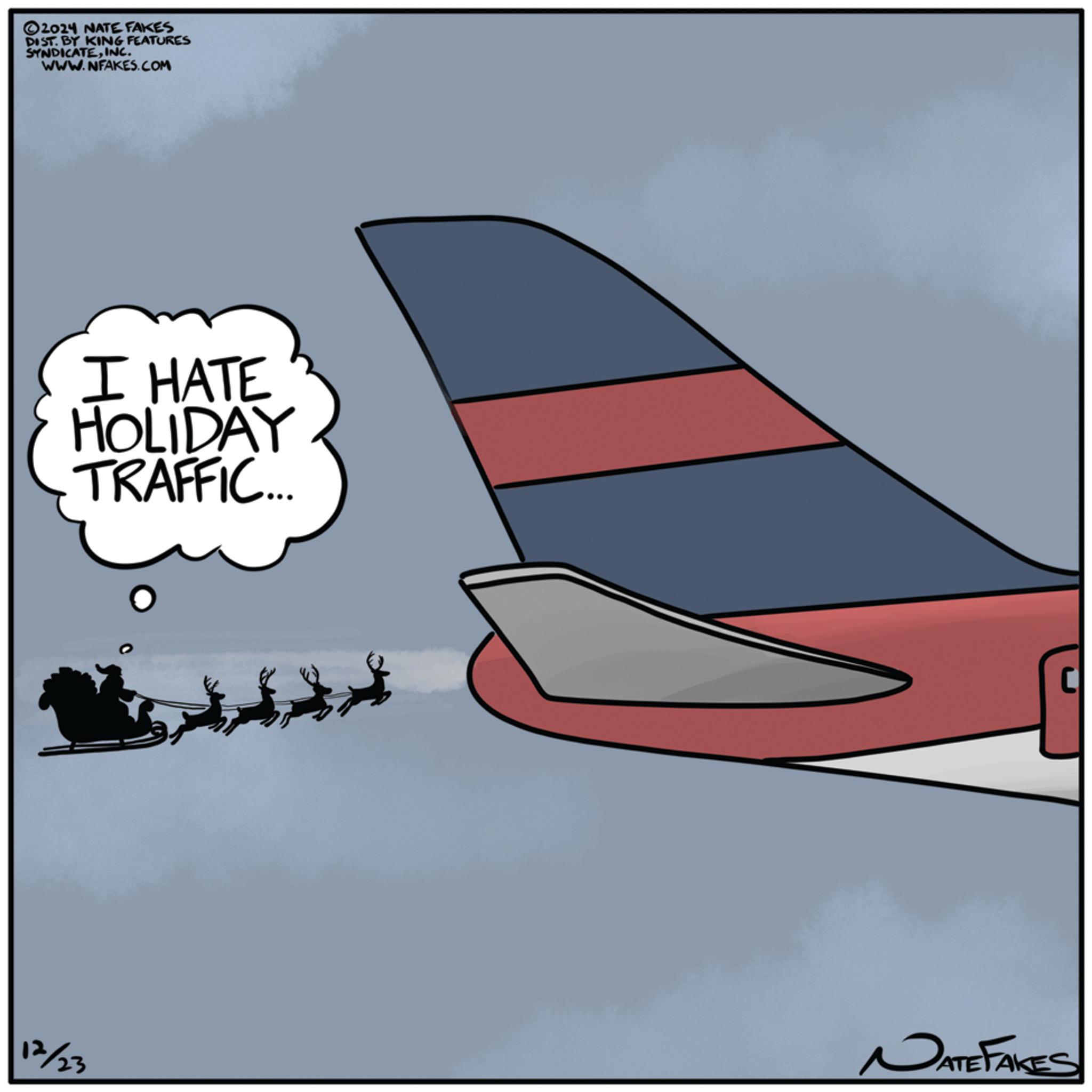 Animation OCR: 2024 NATE FAKES DIST. BY KING FEATURES SYNDICATEINC. WWW.NFAKES.COM I HATE HOLIDAY TRAFFIC... NATEFAKES 12/23 2024 NATE FAKES DIST . BY KING FEATURES SYNDICATEINC . WWW.NFAKES.COM I HATE HOLIDAY TRAFFIC ... NATEFAKES 12/23