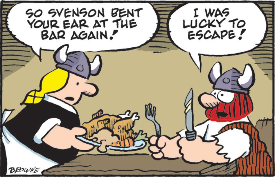 Animation OCR: SO SVENSON BENT YOUR EAR AT THE BAR AGAIN." I WAS LUCKY TO ESCAPE! BROWNE my SO SVENSON BENT YOUR EAR AT THE BAR AGAIN . " I WAS LUCKY TO ESCAPE ! BROWNE my