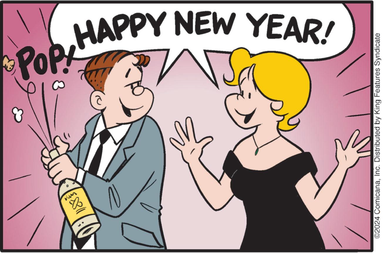 Laughter OCR: & N POP! HAPPY NEW YEAR! ©2024 ComicanaInc. Distributed by King Features Syndicate & N POP ! HAPPY NEW YEAR ! © 2024 ComicanaInc. Distributed by King Features Syndicate