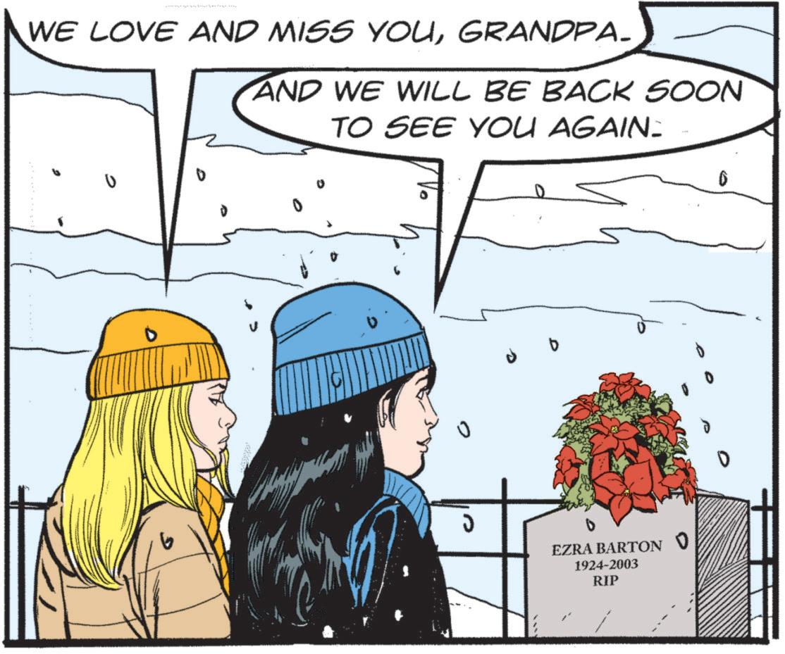 Animated cartoon OCR: WE LOVE AND MISS YOUGRANDPA. AND WE WILL BE BACK SOON TO SEE YOU AGAIN: 0 b EZRA BARTON ? 1924-2003 RIP WE LOVE AND MISS YOUGRANDPA . AND WE WILL BE BACK SOON TO SEE YOU AGAIN : 0 b EZRA BARTON ? 1924-2003 RIP