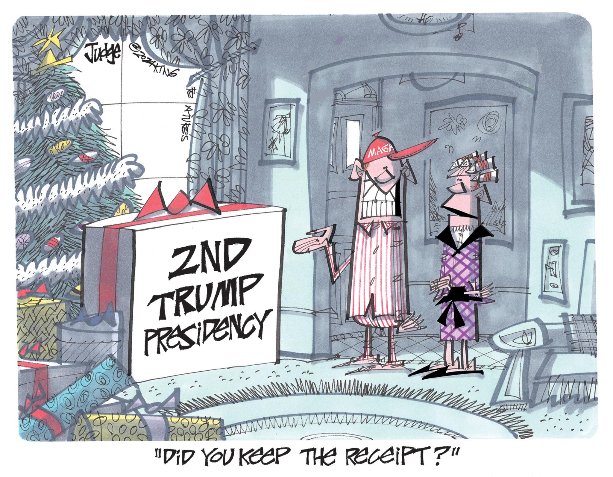 Fictional character OCR: Q 2074 RING ATURES 2ND TRUMP PRESIDENCY MAGA "DID YOU KEEP THE RECEIPT?" Q 2074 RING ATURES 2ND TRUMP PRESIDENCY MAGA " DID YOU KEEP THE RECEIPT ? "