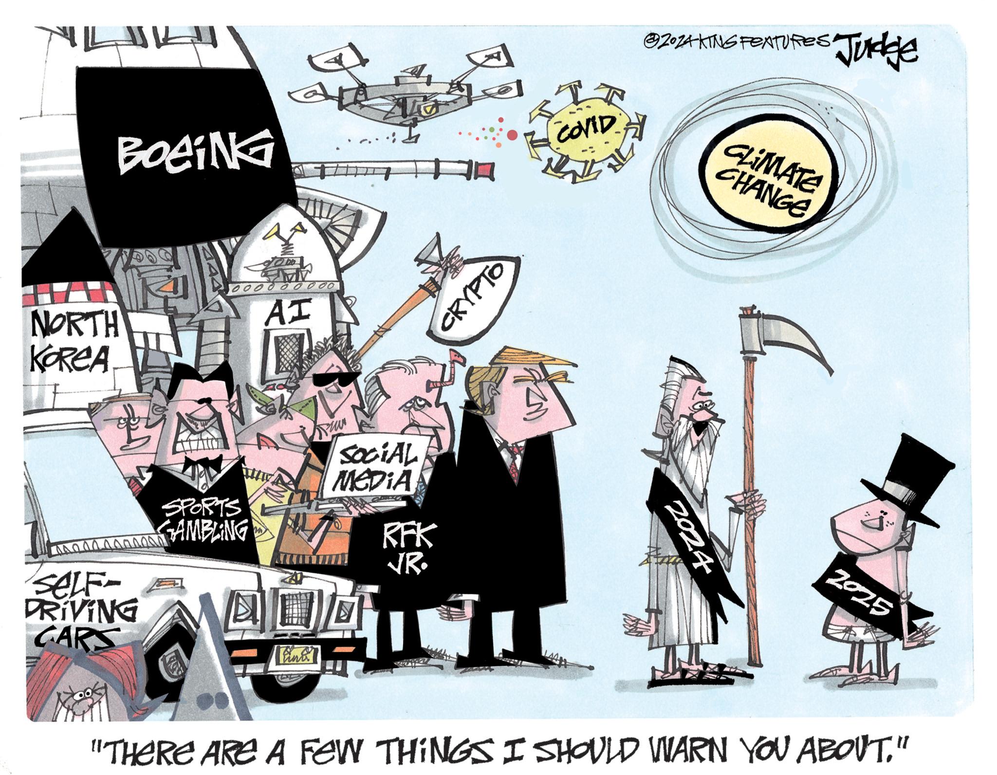 Handwriting OCR: BoeiNG NORTH KOREA 00000 ?? CRYPTO COVID 3202AKING FEATURES Judge CLIMATE CHANGE SOCIAL MEDIA RFK JR. SPORTS GAMBLING SELF- DRIVING CARS ?? 2024 2025 "THERE ARE A FEW THINGS I SHOULD WARN YOU ABOUT." BoeiNG NORTH KOREA 00000 ?? CRYPTO COVID 3202AKING FEATURES Judge CLIMATE CHANGE SOCIAL MEDIA RFK JR . SPORTS GAMBLING SELF- DRIVING CARS ? ? 2024 2025 " THERE ARE A FEW THINGS I SHOULD WARN YOU ABOUT . "