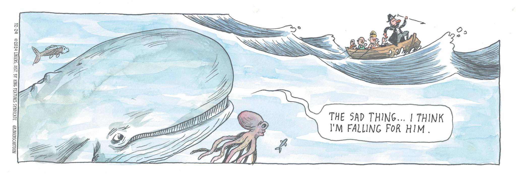 Animation OCR: 12-24 2024 LINIERSDIST. BY KING FEATURES SYNDICATE @LINIERSCARTOON THE SAD THING... I THINK I'M FALLING FOR HIM. 12-24 2024 LINIERSDIST . BY KING FEATURES SYNDICATE @LINIERSCARTOON THE SAD THING ... I THINK I'M FALLING FOR HIM .