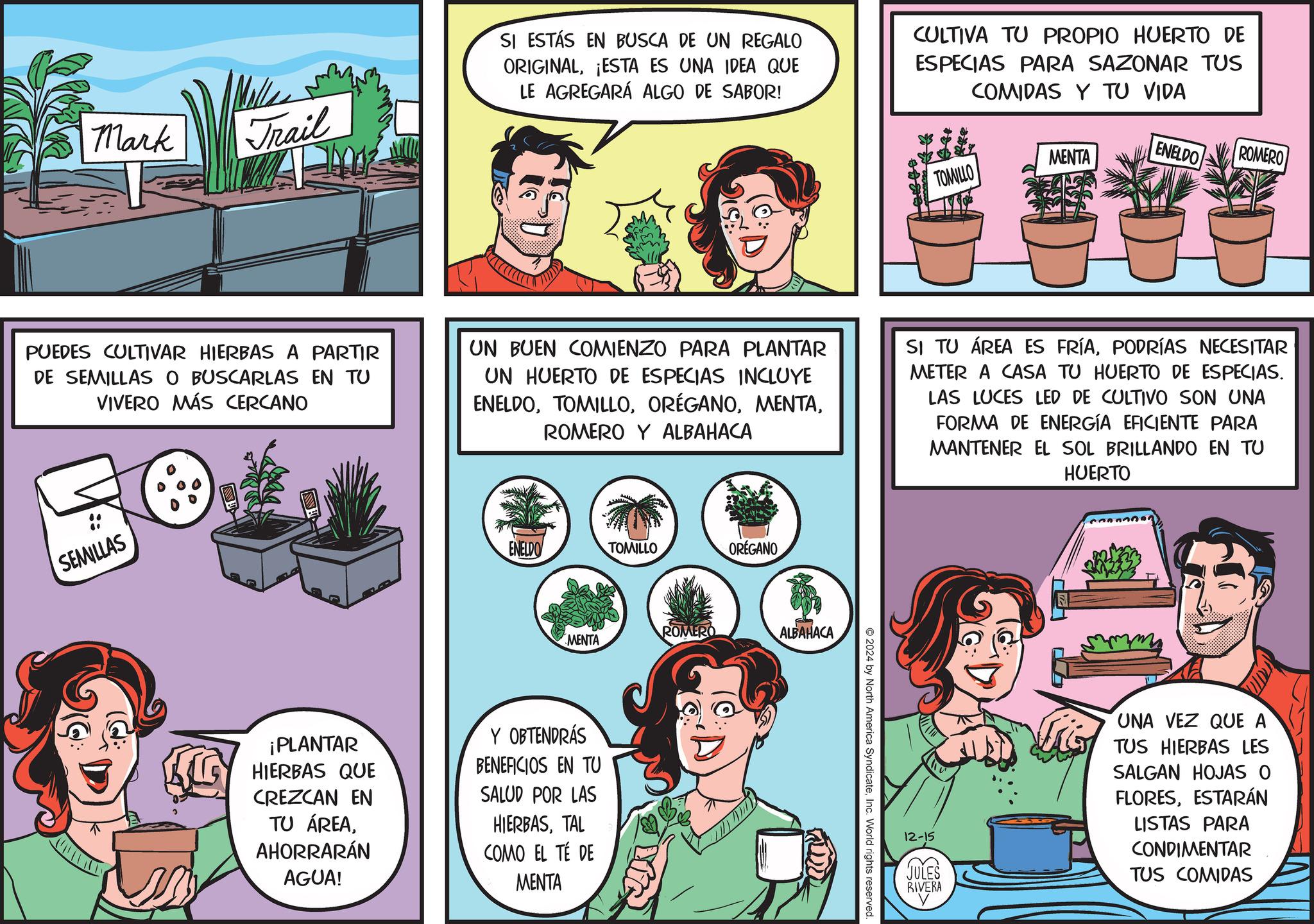 Font OCR: Mark Trail SI ESTÁS EN BUSCA DE UN REGALO ORIGINAL¡ESTA ES UNA IDEA QUE LE AGREGARÁ ALGO DE SABOR! CULTIVA TU PROPIO HUERTO DE ESPECIAS PARA SAZONAR TUS COMIDAS Y TU VIDA TOMILLO MENTA ENELDO ROMERO PUEDES CULTIVAR HIERBAS A PARTIR DE SEMILLAS O BUSCARLAS EN TU VIVERO MÁS CERCANO UN BUEN COMIENZO PARA PLANTAR UN HUERTO DE ESPECIAS INCLUYE ENELDOROMERO Y ALBAHACA SI TU ÁREA ES FRÍAPODRÍAS NECESITAR METER A CASA TU HUERTO DE ESPECIAS. LAS LUCES LED DE CULTIVO SON UNA FORMA DE ENERGÍA EFICIENTE PARA MANTENER EL SOL BRILLANDO EN TU HUERTO SEMILLAS ENELDO TOMILLO OREGANO ROMERO ALBAHACA MENTA ¡PLANTAR HIERBAS QUE CREZCAN EN TU ÁREAAHORRARÁN AGUA! Y OBTENDRÁS BENEFICIOS EN TU SALUD POR LAS HIERBASTAL COMO EL TÉ DE MENTA 2024 by North America SyndicateInc. World rights reserved. 12-15 JULES RIVERA UNA VEZ QUE A TUS HIERBAS LES SALGAN HOJAS O FLORESESTARÁN LISTAS PARA CONDIMENTAR TUS COMIDAS Mark Trail SI ESTÁS EN BUSCA DE UN REGALO ORIGINAL¡ ESTA ES UNA IDEA QUE LE AGREGARÁ ALGO DE SABOR ! CULTIVA TU PROPIO HUERTO DE ESPECIAS PARA SAZONAR TUS COMIDAS Y TU VIDA TOMILLO MENTA ENELDO ROMERO PUEDES CULTIVAR HIERBAS A PARTIR DE SEMILLAS O BUSCARLAS EN TU VIVERO MÁS CERCANO UN BUEN COMIENZO PARA PLANTAR UN HUERTO DE ESPECIAS INCLUYE ENELDOROMERO Y ALBAHACA SI TU ÁREA ES FRÍAPODRÍAS NECESITAR METER A CASA TU HUERTO DE ESPECIAS . LAS LUCES LED DE CULTIVO SON UNA FORMA DE ENERGÍA EFICIENTE PARA MANTENER EL SOL BRILLANDO EN TU HUERTO SEMILLAS ENELDO TOMILLO OREGANO ROMERO ALBAHACA MENTA ¡ PLANTAR HIERBAS QUE CREZCAN EN TU ÁREAAHORRARÁN AGUA ! Y OBTENDRÁS BENEFICIOS EN TU SALUD POR LAS HIERBASTAL COMO EL TÉ DE MENTA 2024 by North America SyndicateInc. World rights reserved . 12-15 JULES RIVERA UNA VEZ QUE A TUS HIERBAS LES SALGAN HOJAS O FLORESESTARÁN LISTAS PARA CONDIMENTAR TUS COMIDAS