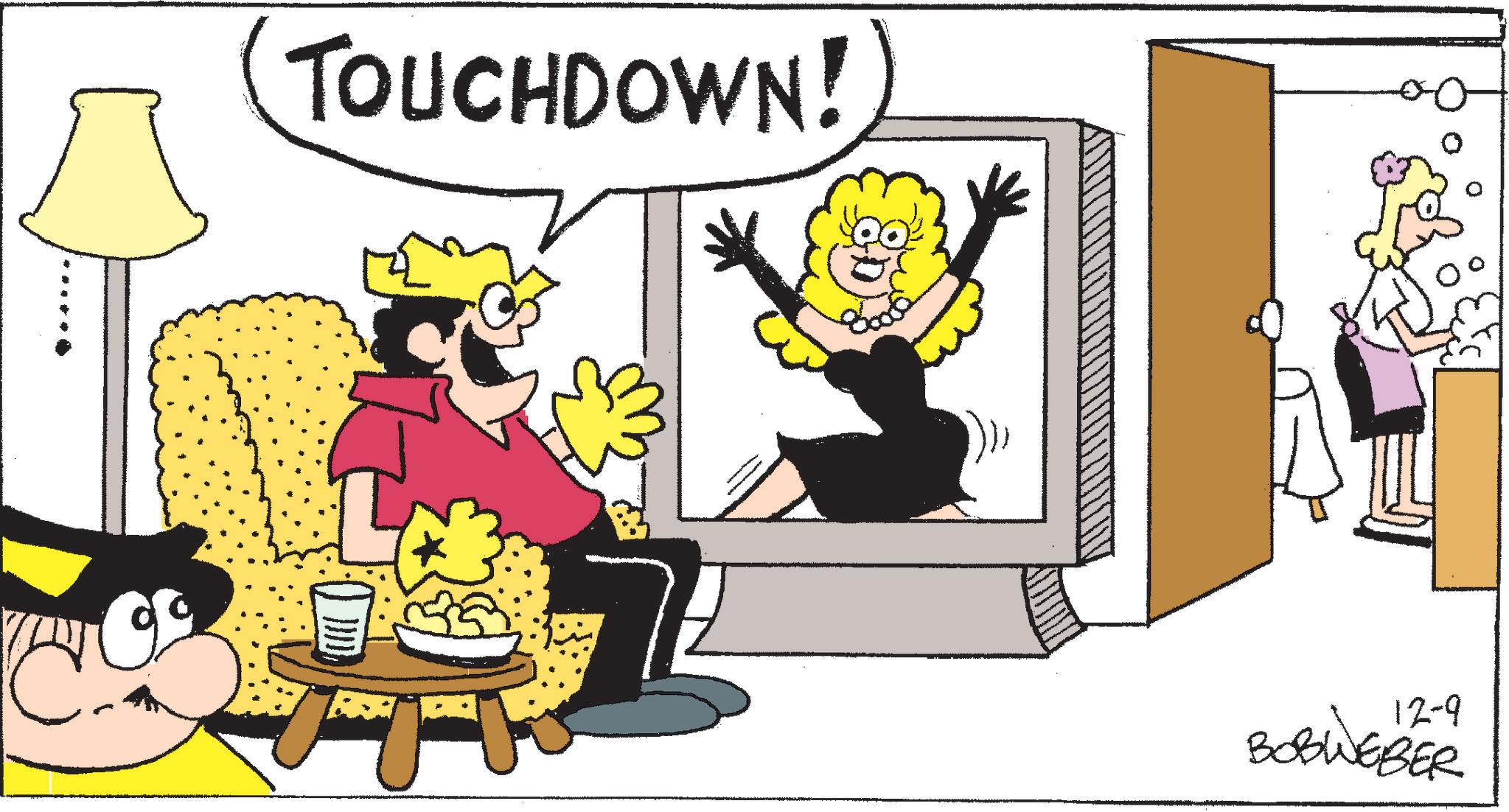 Conversation OCR: TOUCHDOWN! 12-9 BOSWEBER TOUCHDOWN ! 12-9 BOSWEBER