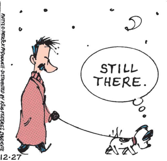 Animated cartoon OCR: MUTTS © PATRICK MYDONNELL DISTRIBUTED BY KING FEATURES SYNDICATE 12.27 5 STILL THERE. MUTTS © PATRICK MYDONNELL DISTRIBUTED BY KING FEATURES SYNDICATE 12.27 5 STILL THERE .