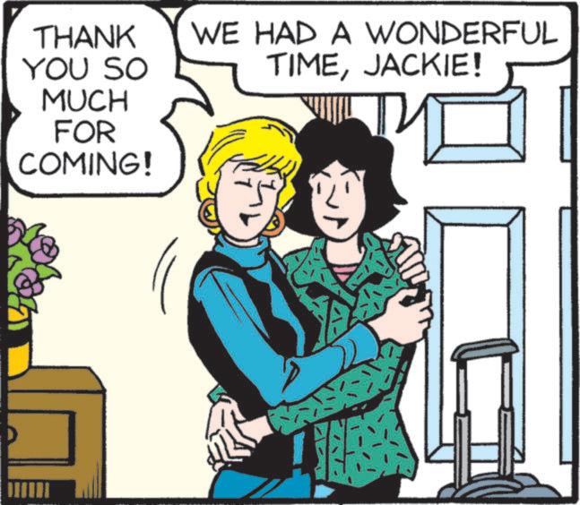 Animated cartoon OCR: THANK WE HAD A WONDERFUL YOU SO TIMEJACKIE! MUCH FOR COMING! THITHI THANK WE HAD A WONDERFUL YOU SO TIMEJACKIE ! MUCH FOR COMING ! THITHI