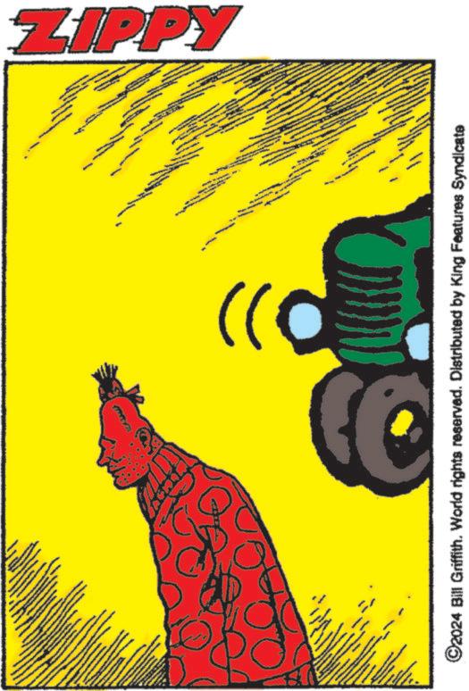 Animated cartoon OCR: ©2024 Bill Griffith. World rights reserved. Distributed by King Features Syndicate www ?)) www ZIPPY © 2024 Bill Griffith . World rights reserved . Distributed by King Features Syndicate www ? ) ) www ZIPPY