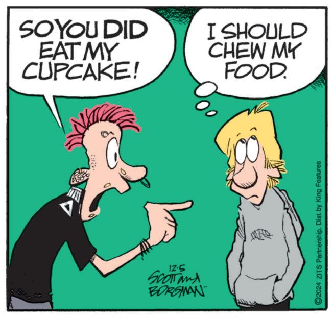 Gesture OCR: SO YOU DID EAT MY CUPCAKE! I SHOULD CHEW MY FOOD. 12.5 Scottand BORGMAN O2024 ZITS Partnership. Dist. by King Features SO YOU DID EAT MY CUPCAKE ! I SHOULD CHEW MY FOOD . 12.5 Scottand BORGMAN O2024 ZITS Partnership . Dist . by King Features