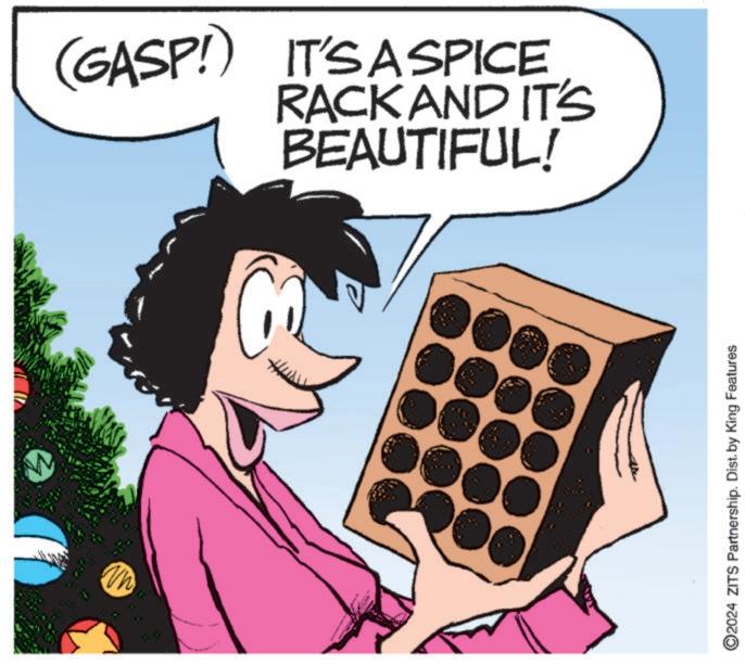 Clip art OCR: (GASP!) IT'S A SPICE RACK AND IT'S BEAUTIFUL! 2024 ZITS Partnership. Dist. by King Features ( GASP ! ) IT'S A SPICE RACK AND IT'S BEAUTIFUL ! 2024 ZITS Partnership . Dist . by King Features