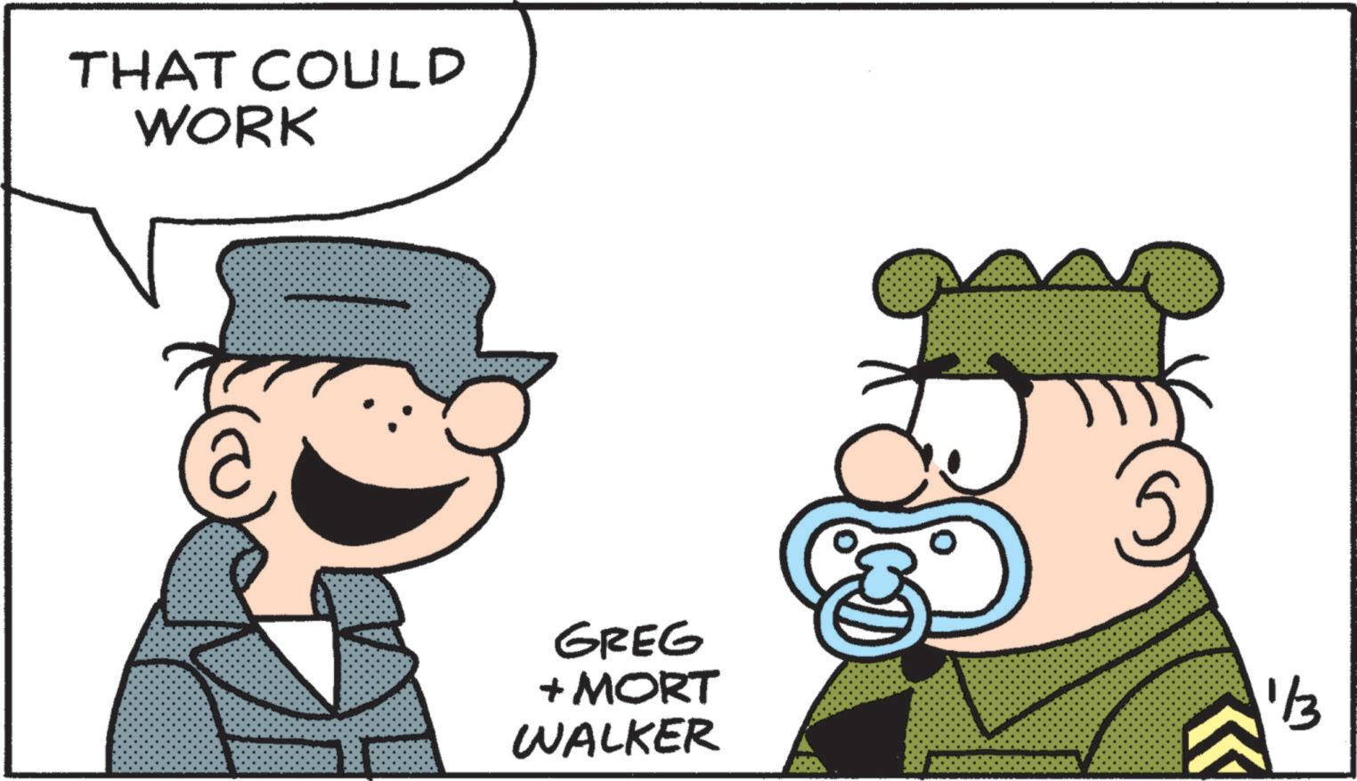 Fictional character OCR: THAT COULD WORK GREG + MORT WALKER 5 1/3 THAT COULD WORK GREG + MORT WALKER 5 1/3
