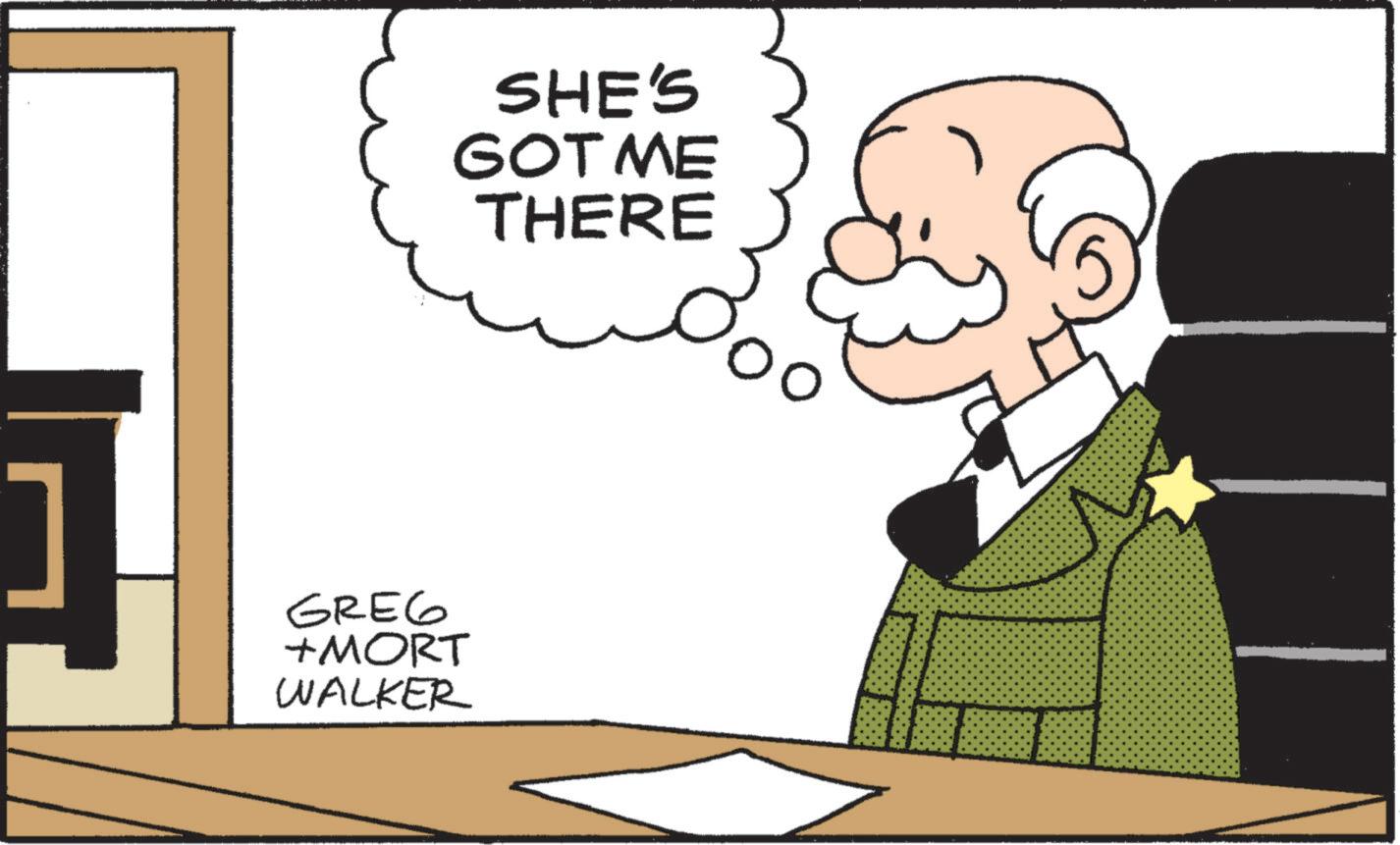 Photo caption OCR: GREG +MORT WALKER SHE'S GOTME THERE GREG + MORT WALKER SHE'S GOTME THERE