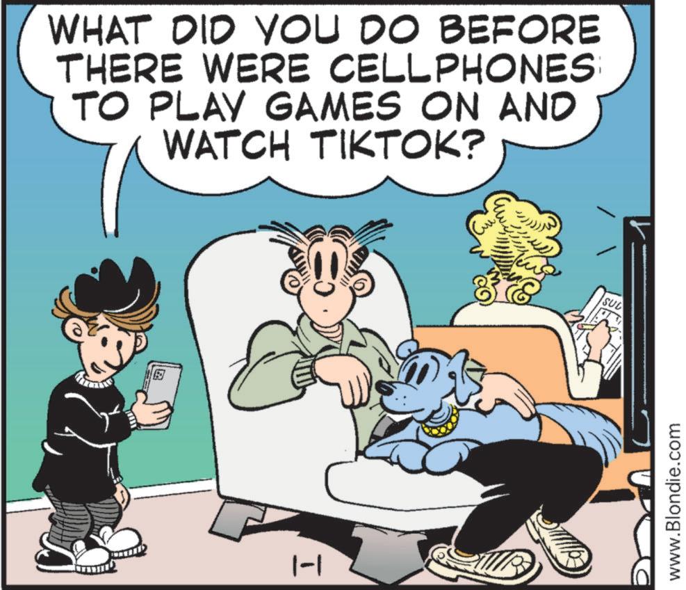 Fictional character OCR: WHAT DID YOU DO BEFORE THERE WERE CELLPHONES TO PLAY GAMES ON AND WATCH TIKTOK? |-| SUD www.Blondie.com WHAT DID YOU DO BEFORE THERE WERE CELLPHONES TO PLAY GAMES ON AND WATCH TIKTOK ? | - | SUD www.Blondie.com