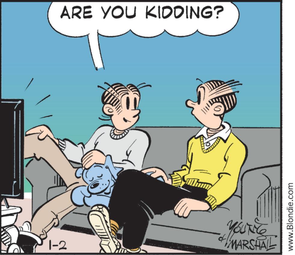 Animated cartoon OCR: 1-2 ARE YOU KIDDING? YOUTHCO MARSHAL www.Blondie.com 1-2 ARE YOU KIDDING ? YOUTHCO MARSHAL www.Blondie.com