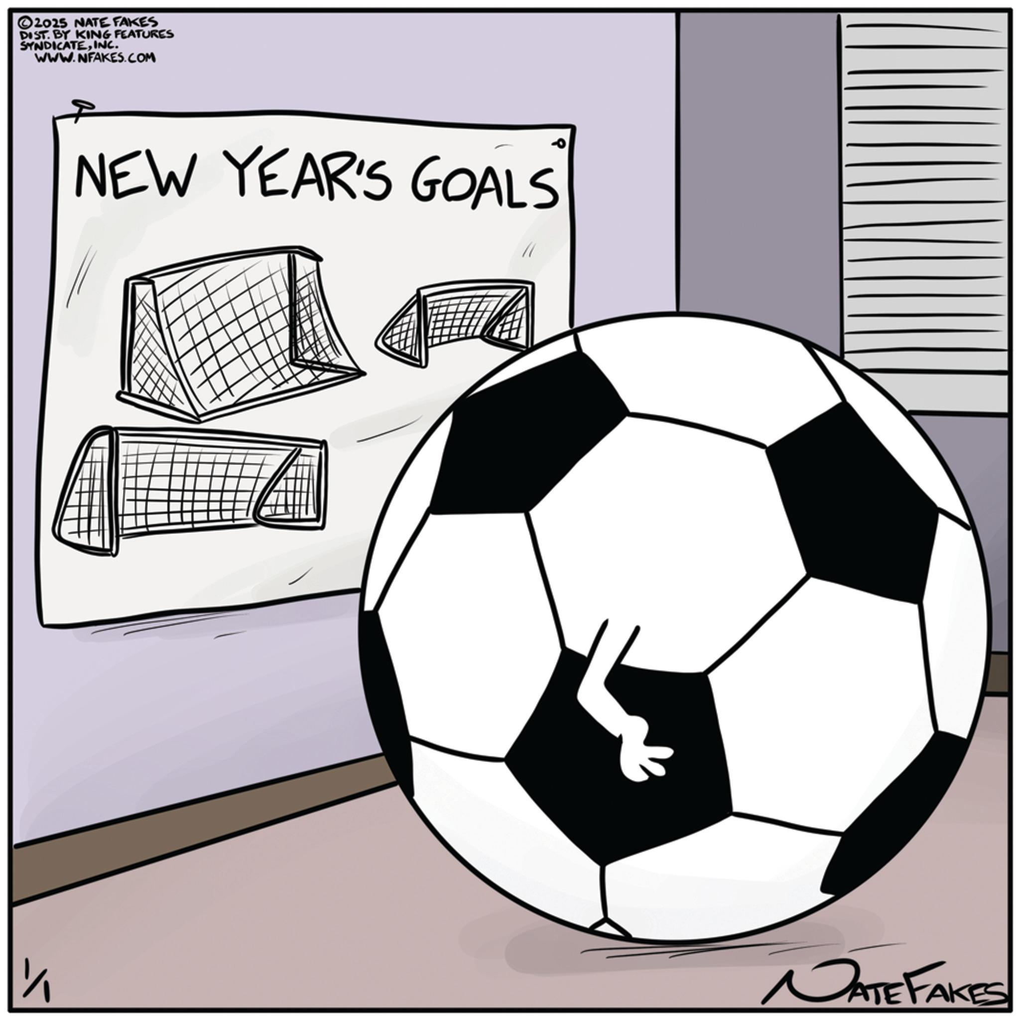 Net OCR: ©2025 NATE FAKES DIST. BY KING FEATURES SYNDICATEINC. WWW.NFAKES.COM NEW YEAR'S GOALS JATE FAKES © 2025 NATE FAKES DIST . BY KING FEATURES SYNDICATEINC . WWW.NFAKES.COM NEW YEAR'S GOALS JATE FAKES