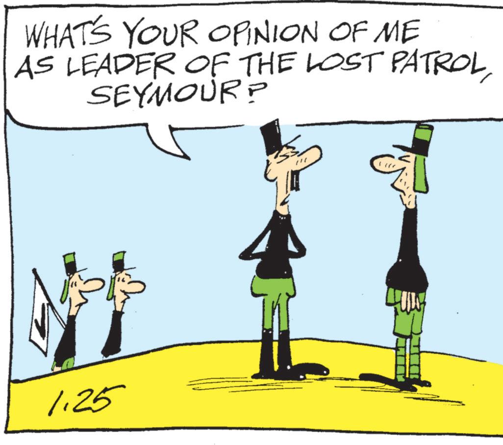 Photo caption OCR: WHAT'S YOUR OPINION OF ME AS LEADER OF THE LOST PATROLSEYMOUR? 1.25 WHAT'S YOUR OPINION OF ME AS LEADER OF THE LOST PATROLSEYMOUR ? 1.25