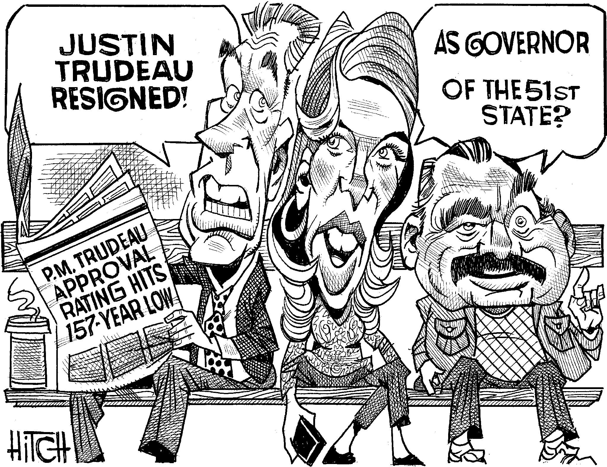 Pleased OCR: JUSTIN TRUDEAU RESIGNED! AS GOVERNOR OF THE 51ST STATE? P.M. TRUDEAU APPROVAL RATING HITS 157-YEAR LOW | HITCH JUSTIN TRUDEAU RESIGNED ! AS GOVERNOR OF THE 51ST STATE ? P.M. TRUDEAU APPROVAL RATING HITS 157 - YEAR LOW | HITCH
