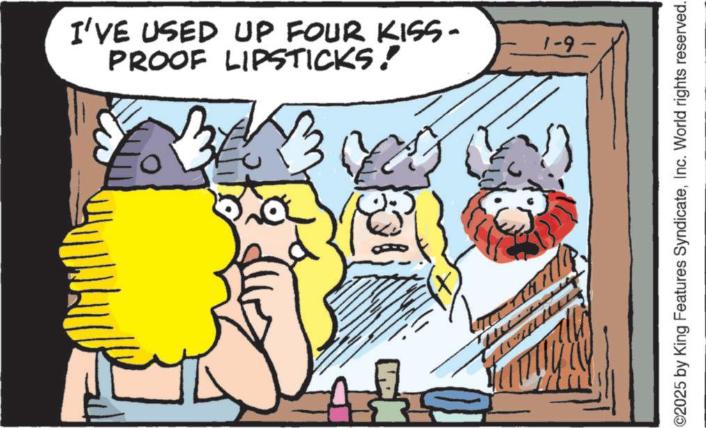 Moustache OCR: PROOF LIPSTICKS! I'VE USED UP FOUR KISS- -6-1 ©2025 by King Features SyndicateInc. World rights reserved. PROOF LIPSTICKS ! I'VE USED UP FOUR KISS- -6-1 © 2025 by King Features SyndicateInc. World rights reserved .